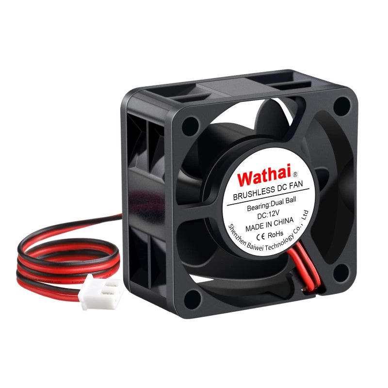Wathai 40mm x 20mm 12V Dual Ball Bearing DC Brushless Cooling Fan for 12 Volt PSU Replacment, DIY Small Electronic Equipment Cooling - Image 1